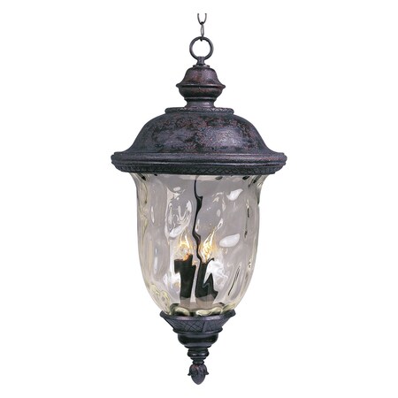 Maxim Three Light Oriental Bronze Water Glass Glass Hanging Lantern 3427WGOB